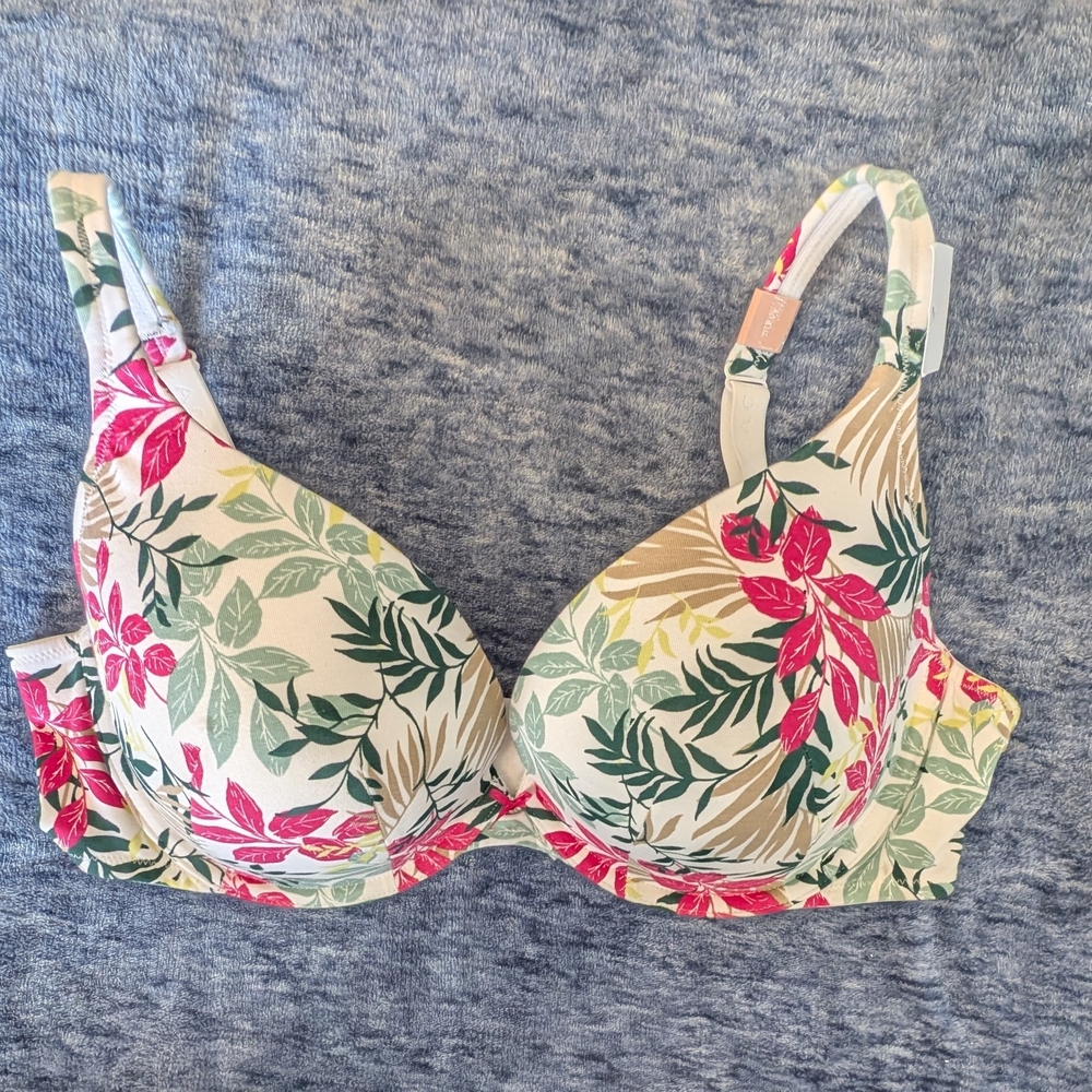 NWT Cacique Boost Plunge Bra - Pink & Green